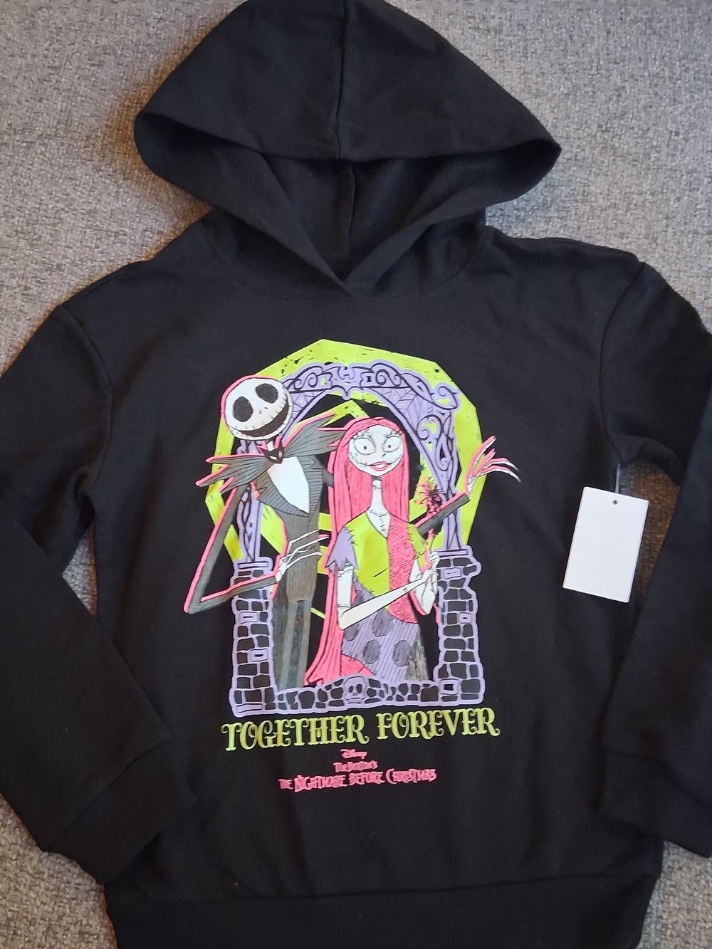 Disney Black Glow In The Dark The Nightmare Before Christmas Hoodie 6/6X